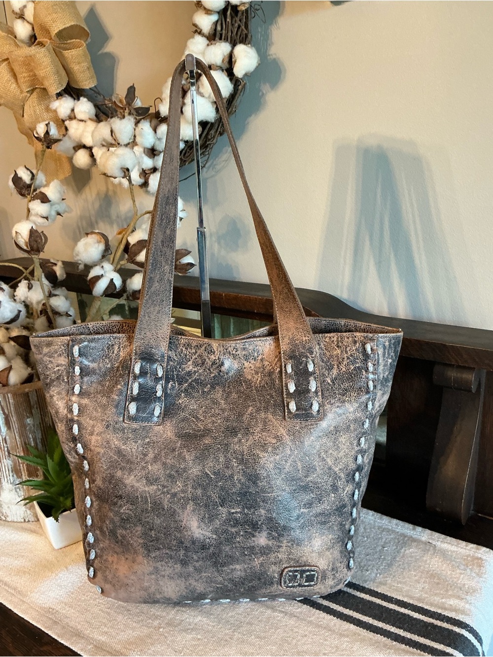 Bed Stu Leather Stevie Tote Shoulder Bag Black Lux Retail $275